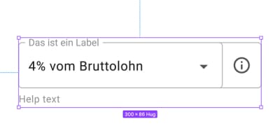 Screenshot der Figma-Benutzeroberfläche: Ein ausgewähltes Input-Feld mit den dazugehörigen Konfigurationsoptionen im rechten Seitenmenü.