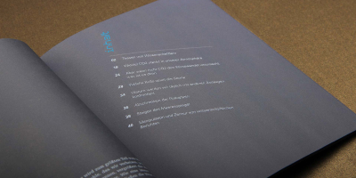 Detailaufnahme des Inhaltsverzeichnisses auf einer mattschwarzen Seite. Die Kapitelnummern sind in Weiß gehalten, während die Überschriften wie ‚Abschmelzen der Polkappen‘ und ‚Manipulation und Zensur‘ einen sachlichen, wissenschaftlichen Charakter vermitteln.